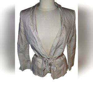 Loft Elegant Cream Women's  Belted Jacket 92% Cotton NWT